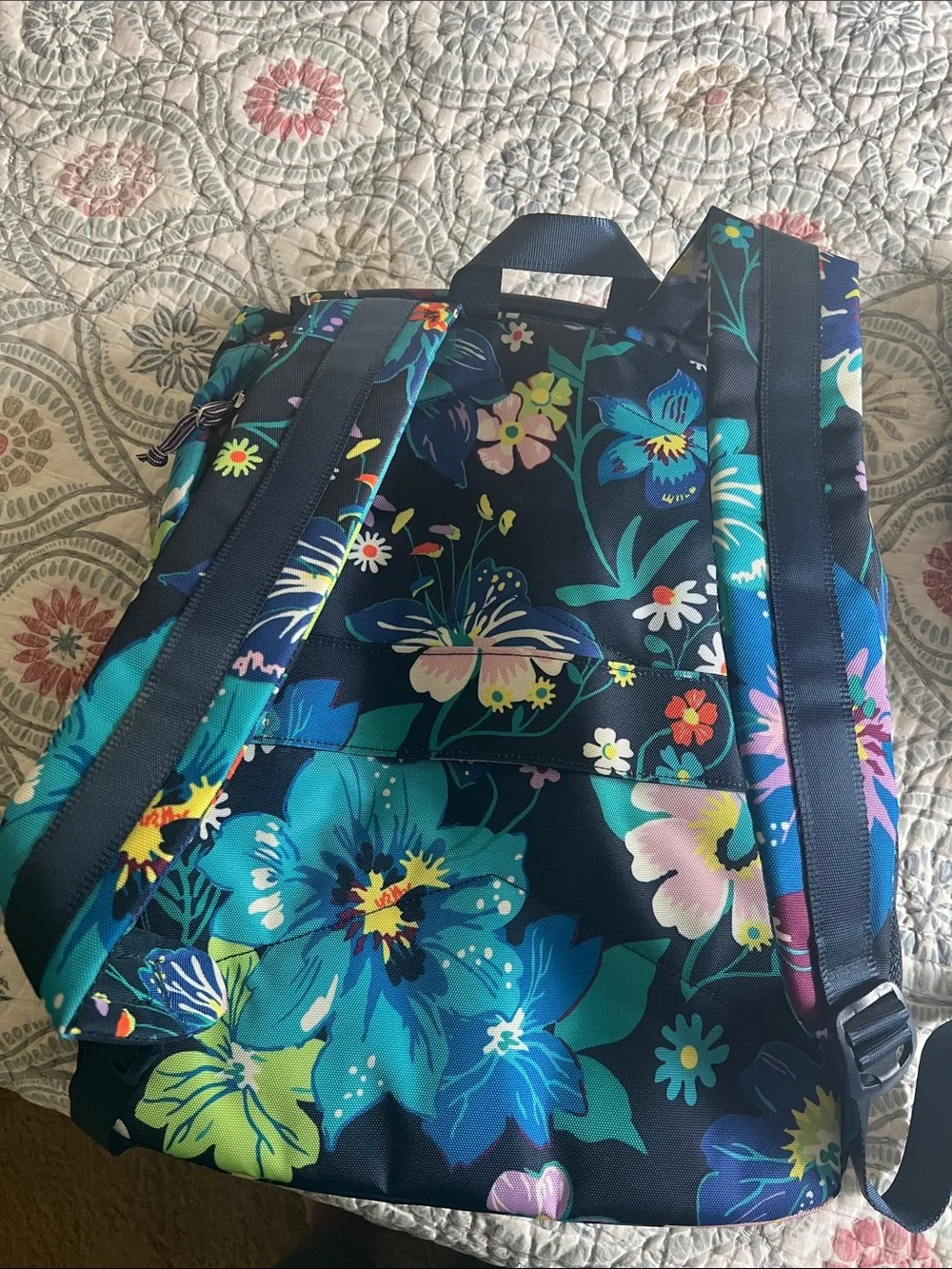 Vera Bradley Navy Floral Drawstring Backpack